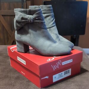 Gray Faux Suede Booties